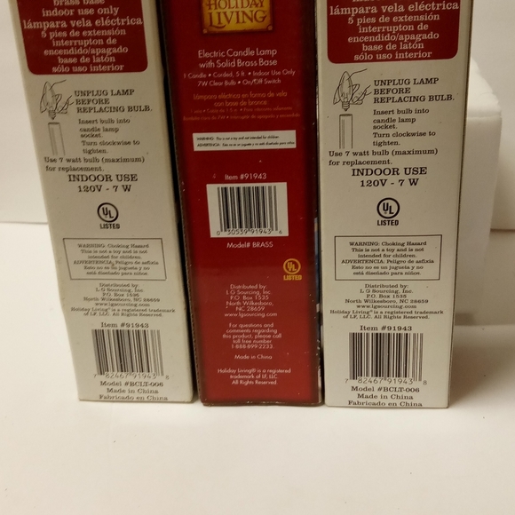 Brass Base Electric Candle Lamps Lot of 3 With Bulbs & 5' Cord Holiday Decor - Picture 2 of 4